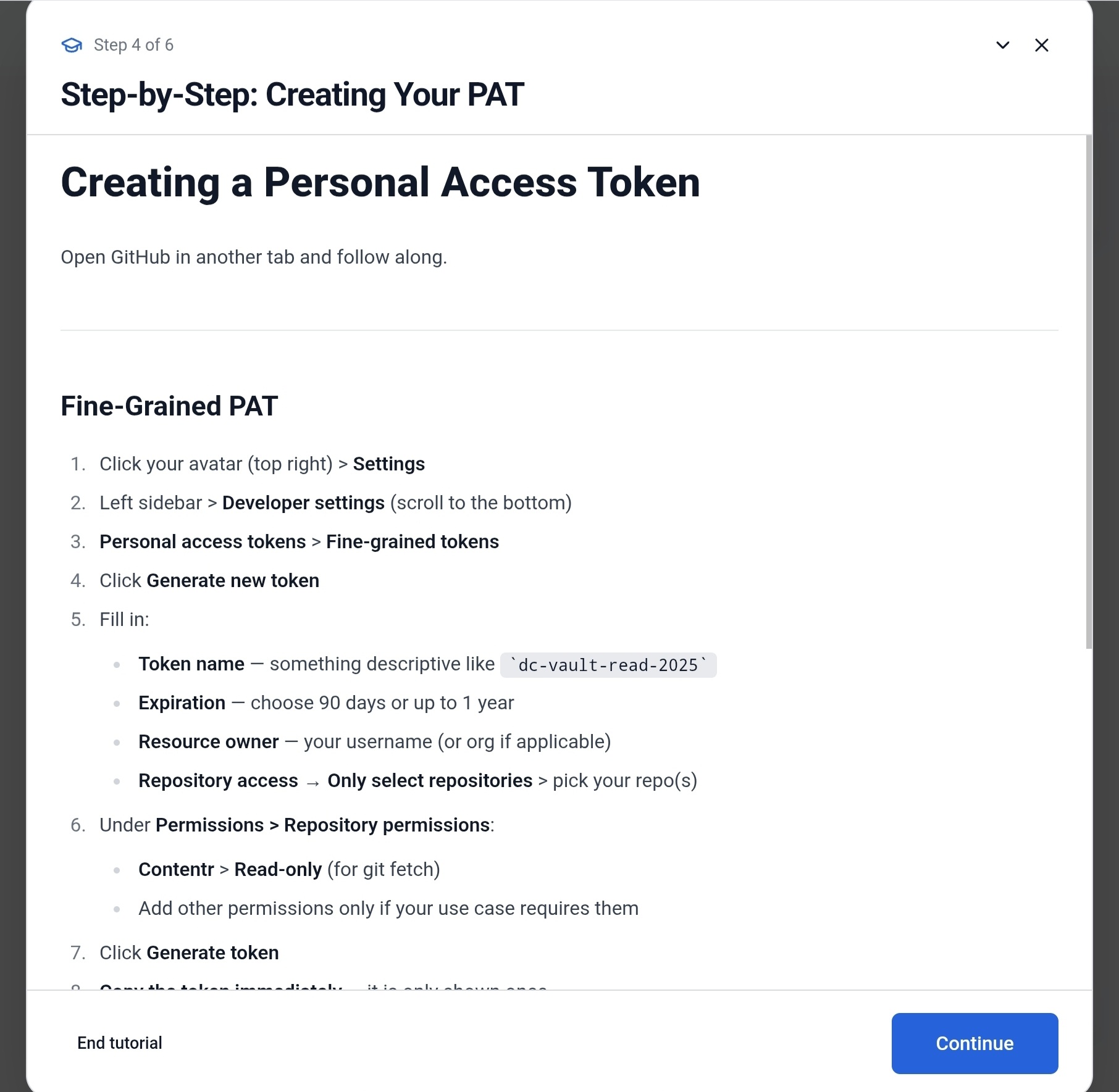 Step 4: Creating a Personal Access Token