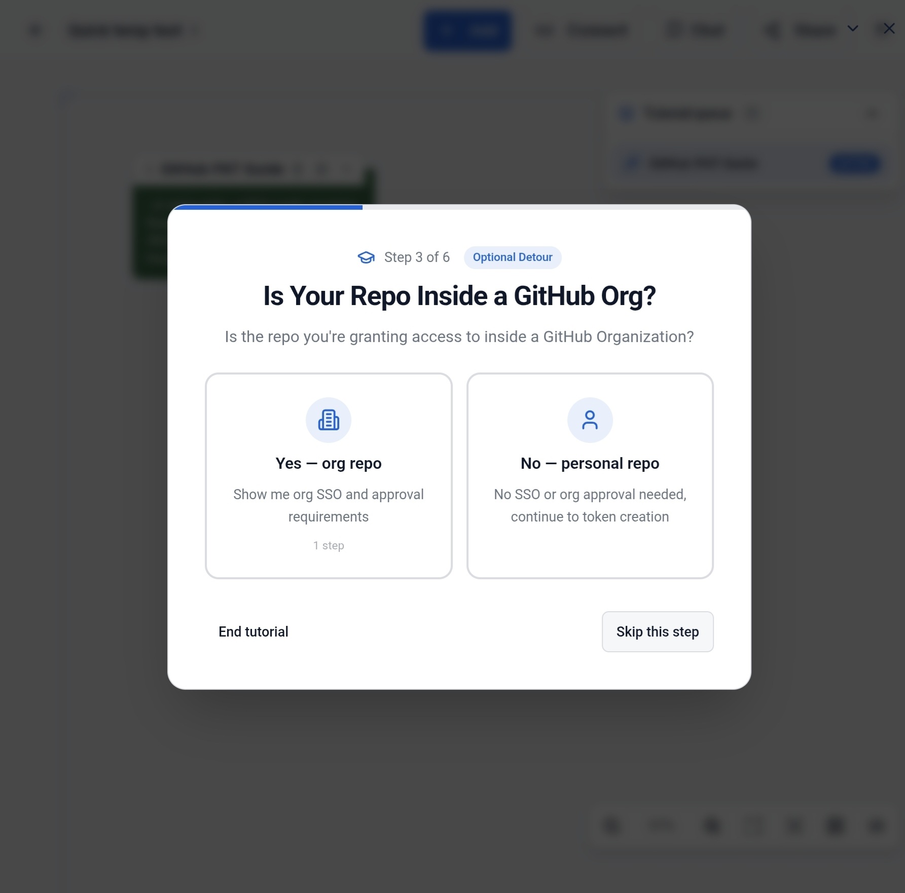 Step 3: Optional detour for org repos