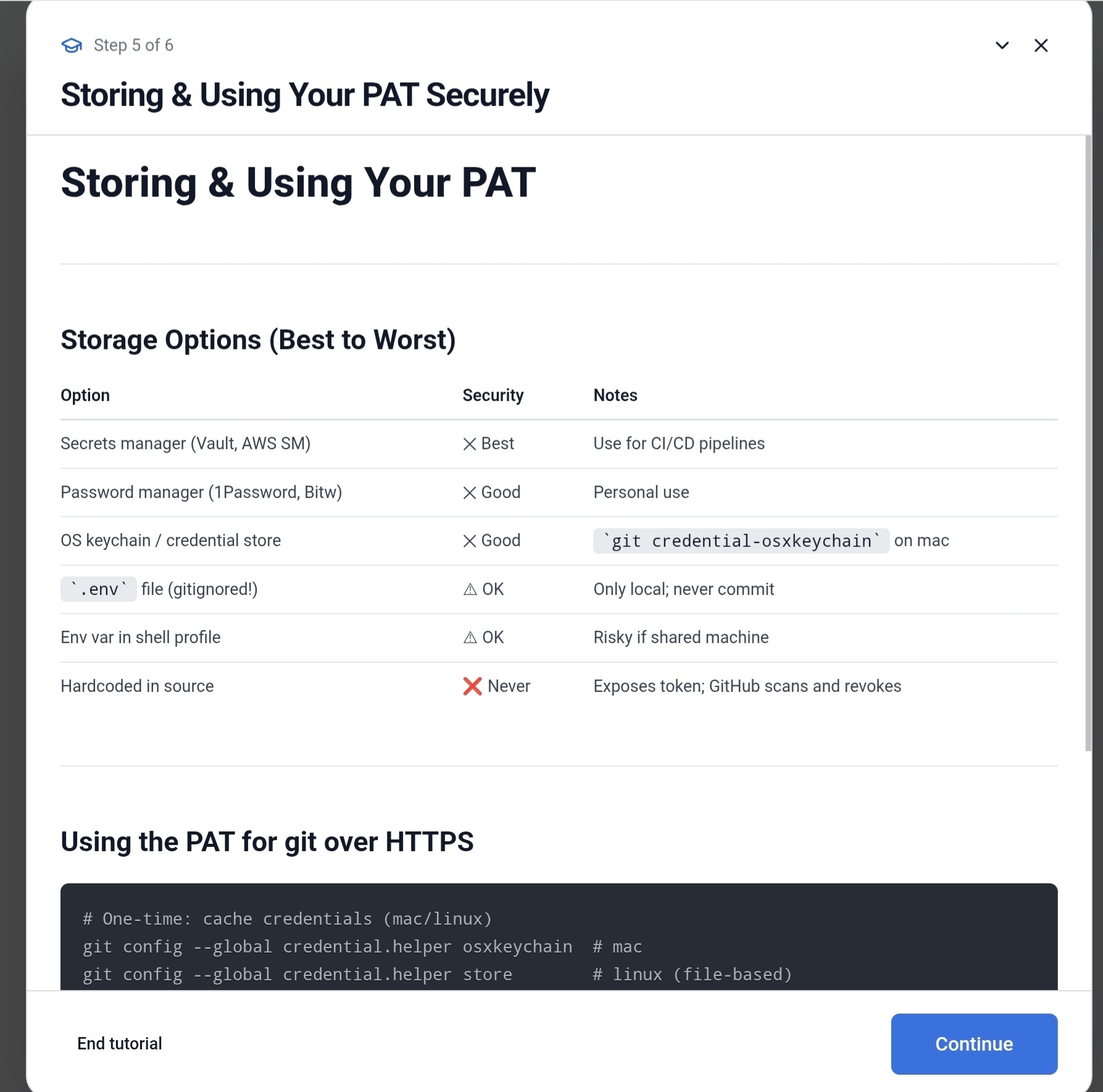 Step 5: Storing & using your PAT securely
